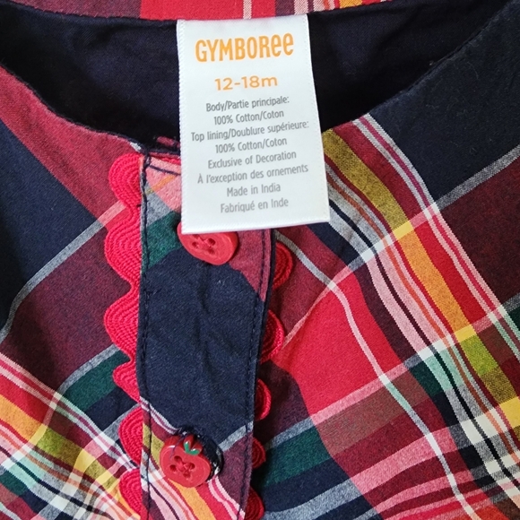 12-18M Cotton Plaid Poplin Dress 🍎 with Diaper Cover - Picture 2 of 3